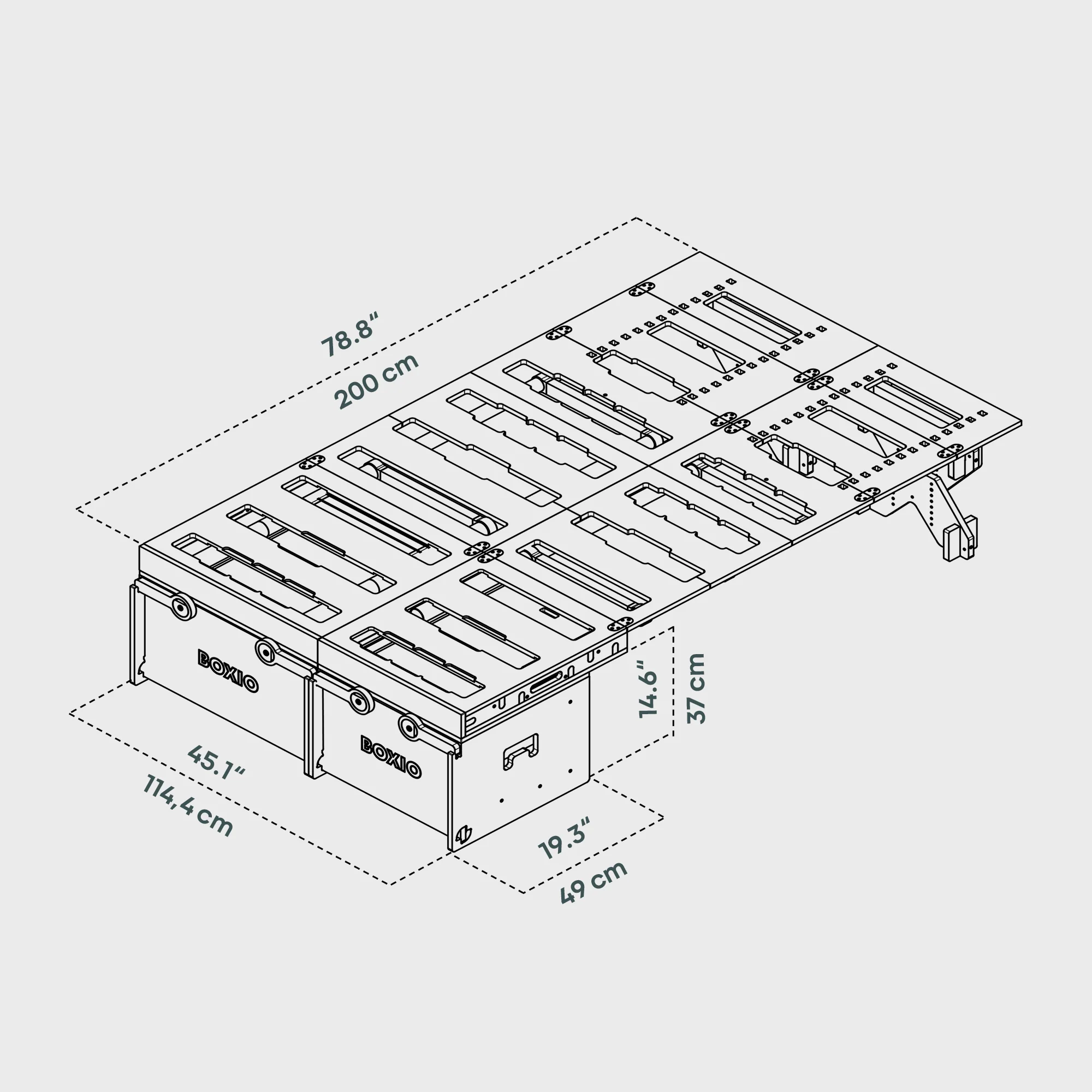 BOXIO RACK BOX + BED L I Modular camping box - Image 3