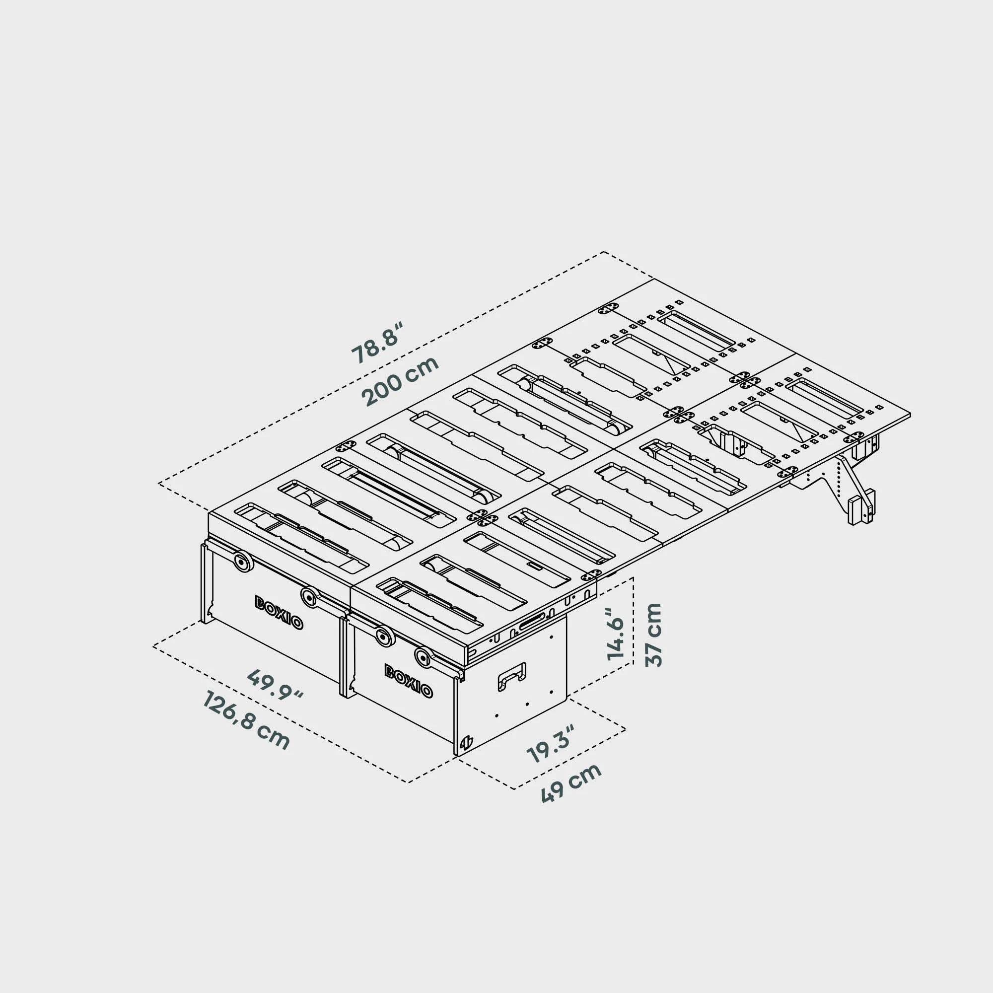 BOXIO RACK BOX + BED BUNDLE XL I Modular camping box - Image 2