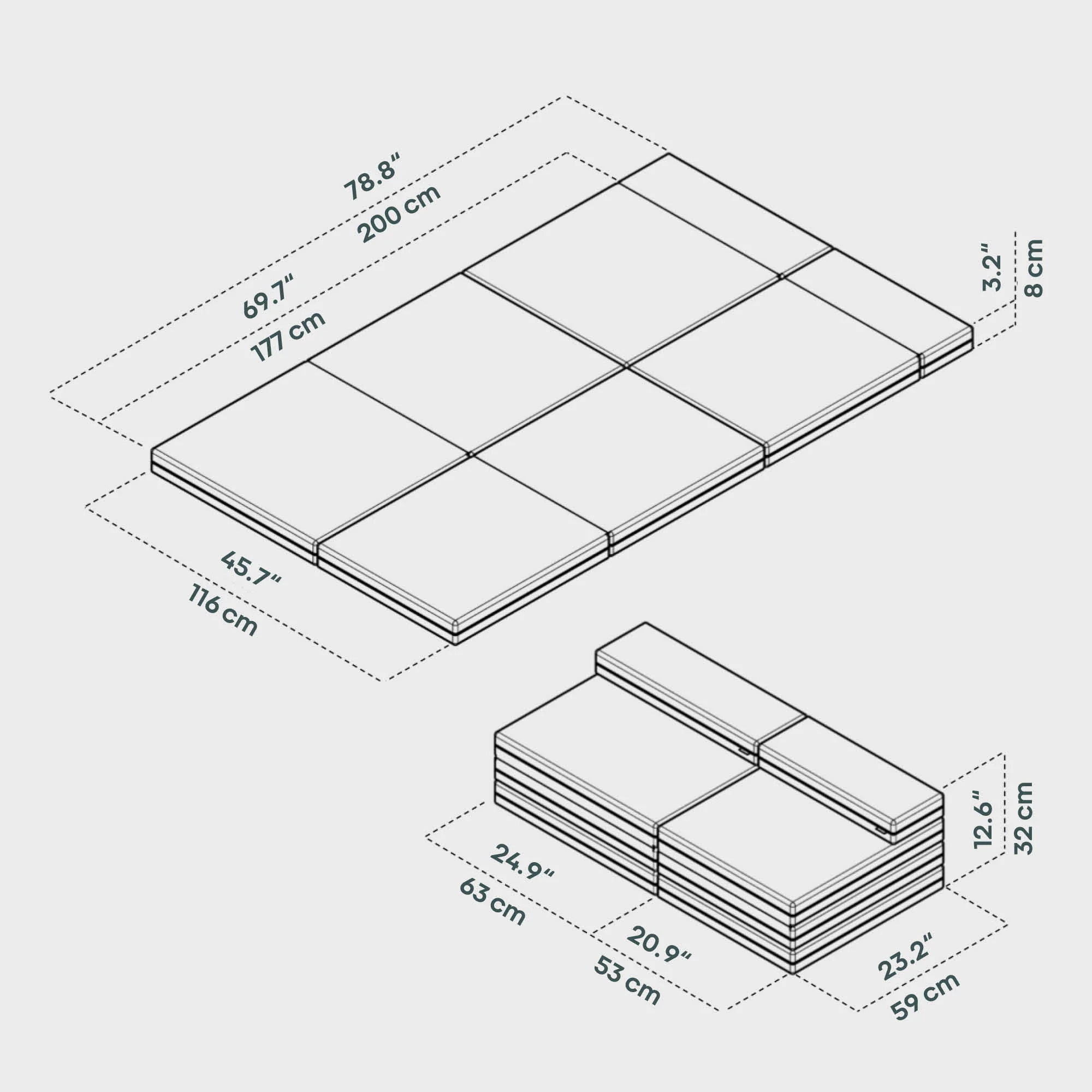 BOXIO RACK SLEEP 3'10" x 6'7"I Folding mattresses - Image 4