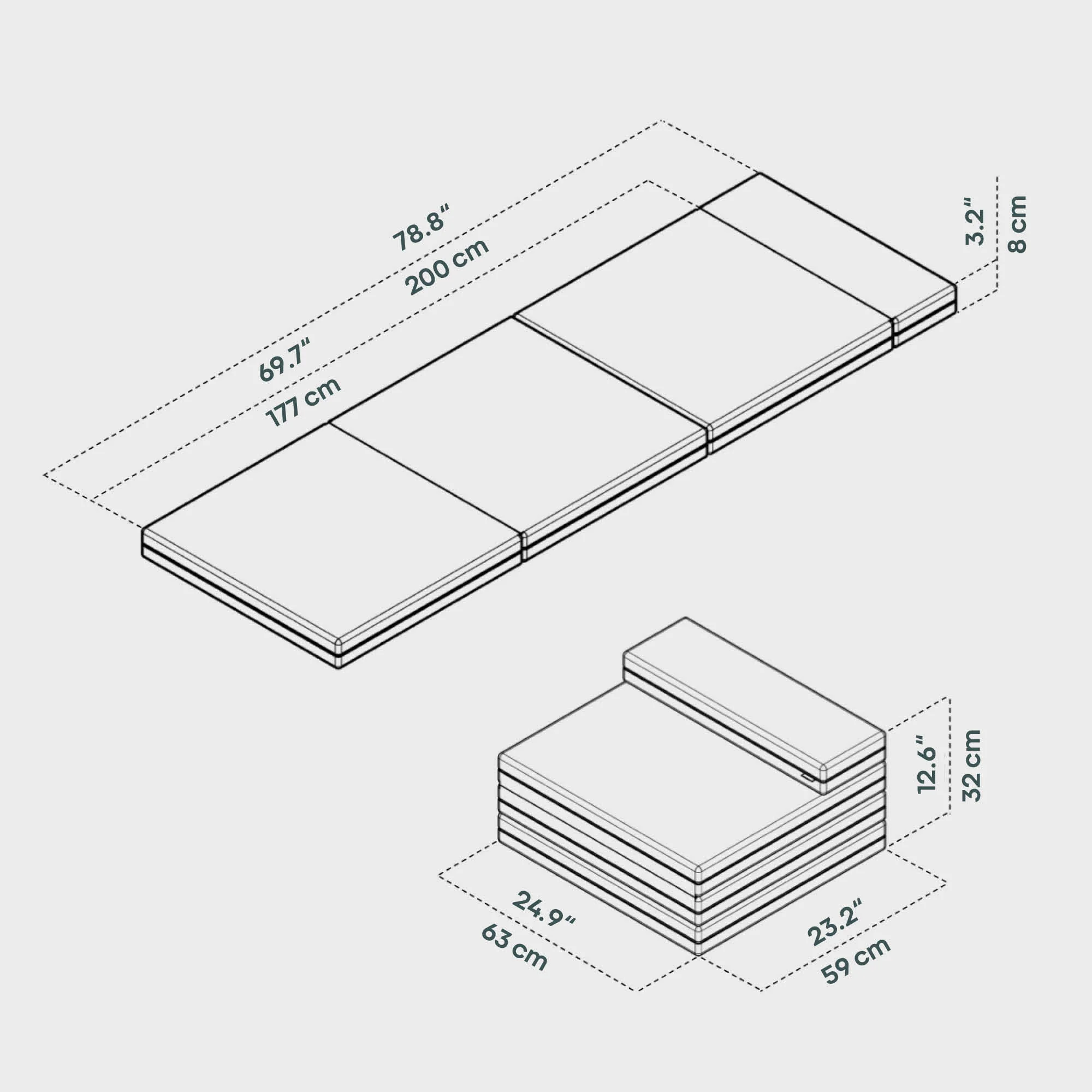 BOXIO SLEEP 2'1" x 6'7" I Folding mattress for the RACK - Image 4