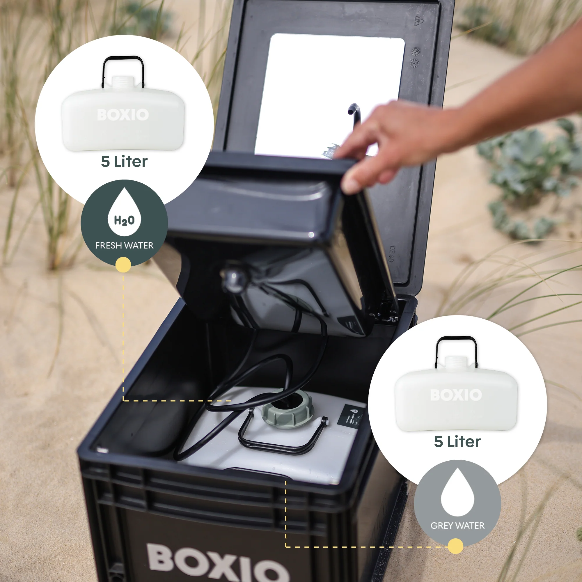 BOXIO WASH PLUS | Mobile washbasin with camping shower - Image 4